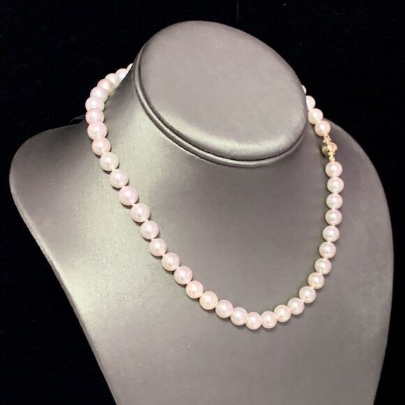 Akoya Pearl Necklace 14k Yellow Gold 16" 8 mm Certified $3,590 113102 - Picture 2 of 8